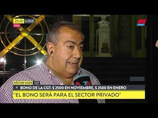 Bono de la CGT: $2,500 en Noviembre y $2,500 en Enero