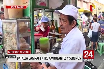 Mercado Central: Batalla campal libraron ambulantes y fiscalizadores