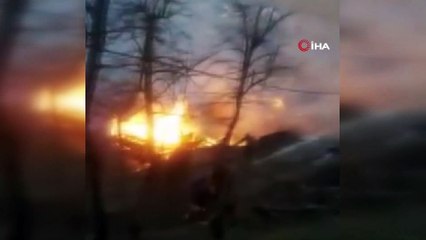 Trabzon’da 3 evin kül olduğu yangının görüntüleri ortaya çıktı