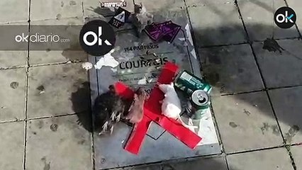 Ratas, una cruz y escupitajos en la placa de Courtois antes del derbi