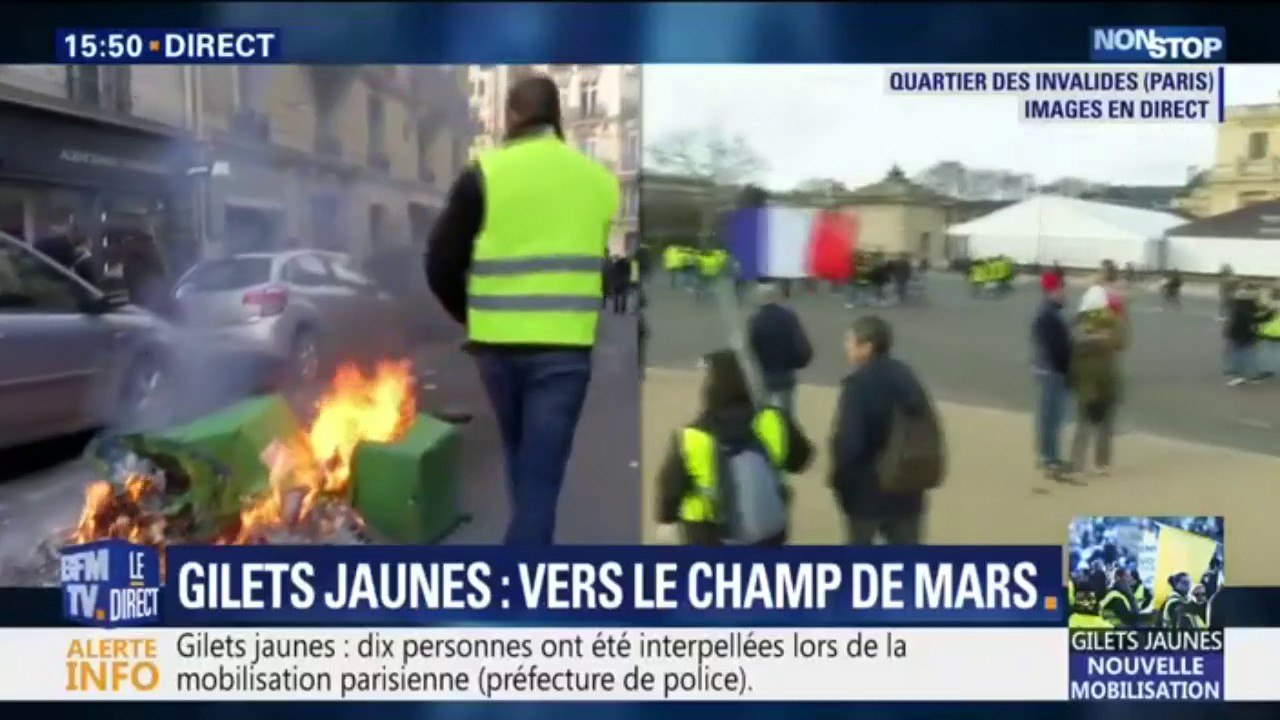 Gilets jaunes: des poubelles et des deux roues incendiés rue de Vaugirard à Paris