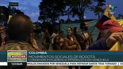 Colombianos protestan contra injerencia de EE.UU. en Venezuela