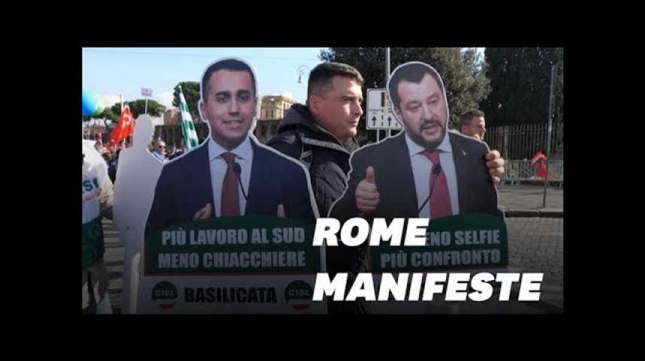 Contre le gouvernement italien, des centaines de milliers de manifestants à Rome