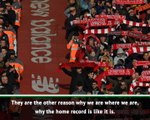 Crowd reason for Liverpool's 'outstanding' home record - Klopp
