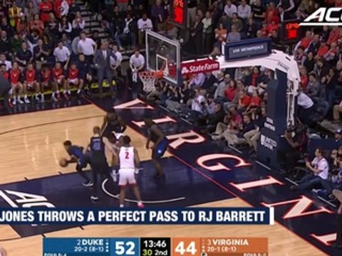 Duke's Tre Jones Throws A Perfect Pass to RJ Barrett For The Dunk