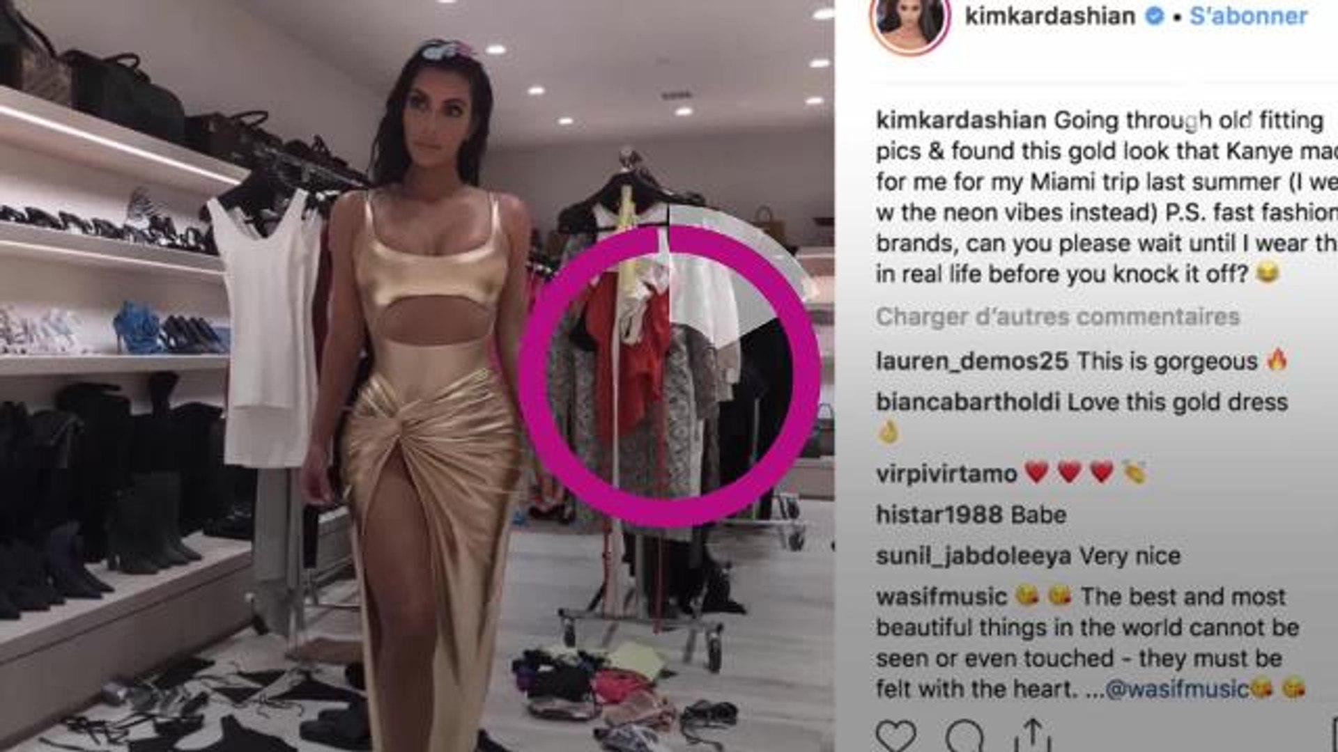 PHOTO. Kim Kardashian fait sensation dans une robe sexy dorée, créée par...  Kanye West - Vidéo Dailymotion