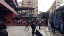 Valencia-RealSociedad: Llegada de la Real Sociedad a Mestalla