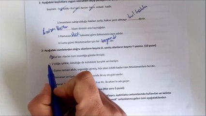 5. Sınıf DİN KÜLTÜRÜ ve AHLAK BİLGİSİ 2. Dönem 1. Yazılı Soruları ve Çözümü