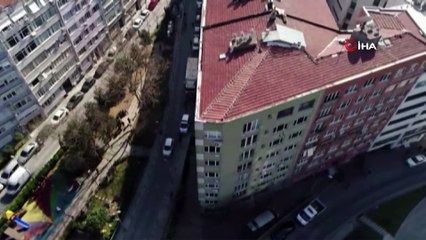 Şişli'de tahliye edilen 4 bina havadan görüntülendi