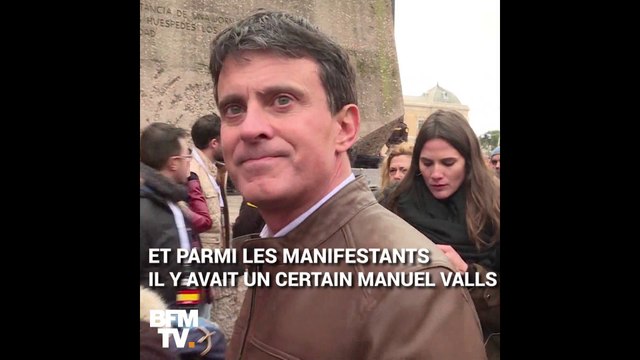 En Espagne, Manuel Valls défile avec la droite et l'extrême droite contre le gouvernement socialiste