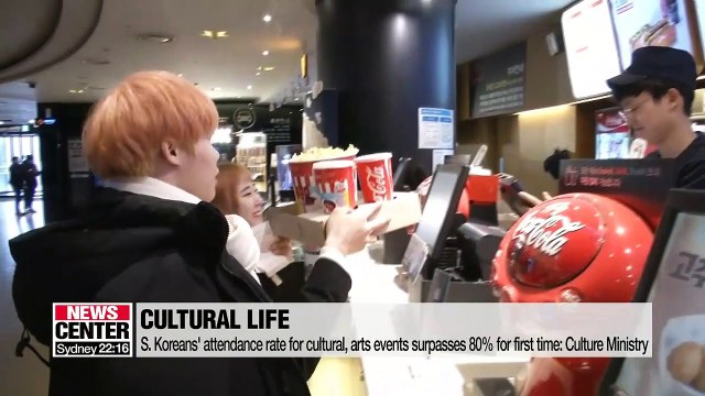 S. Koreans' attendance rate for cultural, arts events surpasses 80% for first time: Culture Ministry