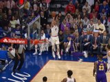 Redick makes ridiculous three while falling off court
