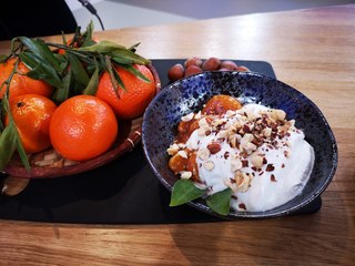 Chantilly coco gingembre, clémentines fraîches et crème de marron