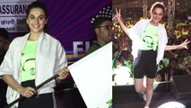 Taapsee Pannu Looks perfect sporty in Neon t-shirt & black shorts; Watch Video | Boldsky