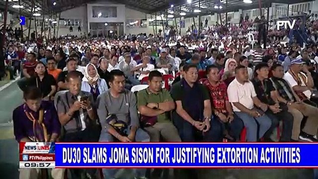 Du30 slams Joma Sison for justifying extortion activities