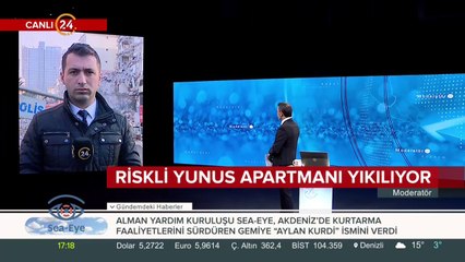 Riskli Yunus Apartmanı yıkılıyor
