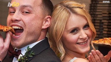 Couple Has Surprise 'Pizza' Wedding Complete With Giant Pizza Dough Ball Wedding Cake!