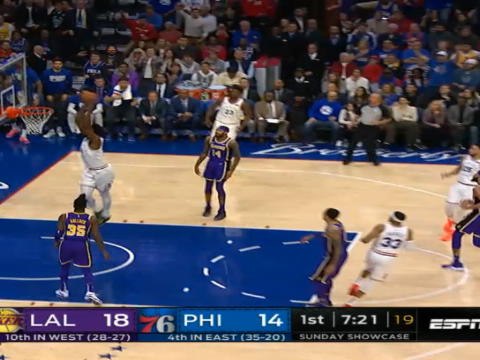 كرة سلة: أن بي آي: قصة اليوم- إمبيد يقود سفنتي سيكسرز للفوز على لايكرز