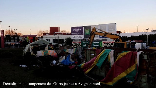 Démolition du campement des gilets jaunes d'Avignon nord