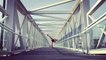 Girl Performs Martial Arts Tricking Routine Over Bridge