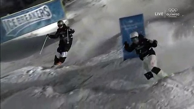 Double backflip @World Champs dual moguls semi finals vs U.S. Ski & Snowboard's Brad Wilson