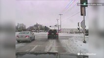 Semi-truck slams in to police car on icy roads