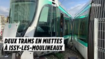 Les dégâts impressionnants de la collision entre les deux trams à Issy-les-Moulineaux