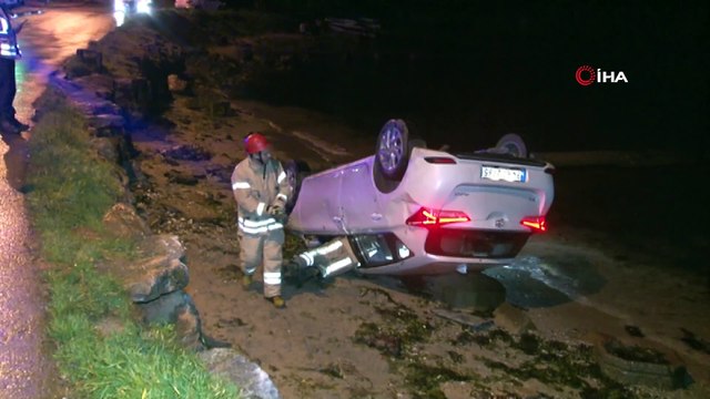 Tuzla’da otomobil denize uçmaktan son anda kurtuldu... Sürücünün kurtarılma anları kamerada