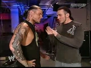 Jeff hardy and Matt taking backstage on Raw