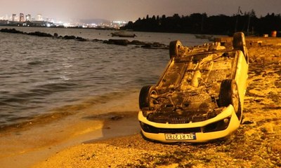 Denize uçmaktan son anda kurtuldu