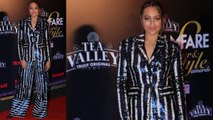 Sonakshi Sinha looks glittery in blue suit at Filmfare Glamour and Style Awards | FilmiBeat