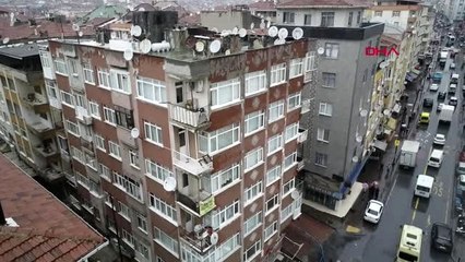 Bahçelievler'de Boşaltılan 7 Katlı Bina Havadan Görüntülendi