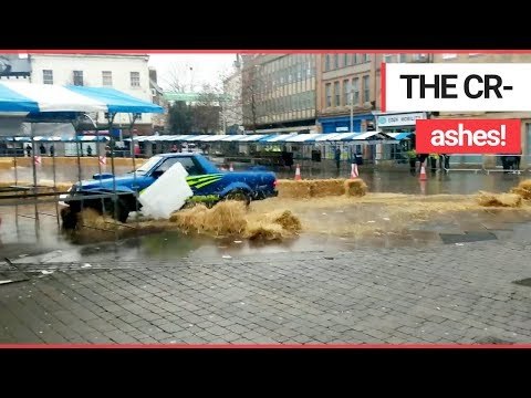 Freddie Flintoff smashed a pick-up into a market stall while racing Top Gear co-hosts | SWNS TV