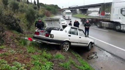 Hurdaya dönen araçtan burnu bile kanamadan çıktı