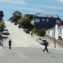 Crazy speed skateboard in the street