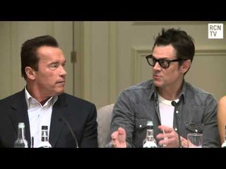 Arnold Schwarzenegger & Jaimie Alexander - Fitness Training - The Last Stand Press Conference