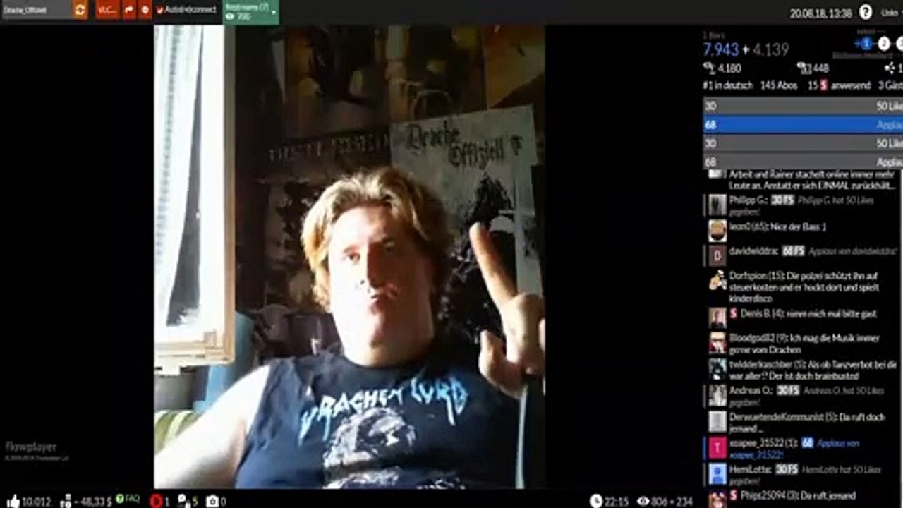 Rainer brüllt im Stream vom 20.08.2018 wegen Haiderbesuch