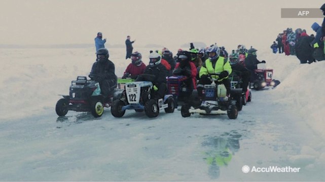 Lawnmower Le Mans ends in slush amid melting ice