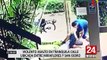 Miraflores: delincuentes armados roban y empujan a un hombre en puerta de edificio