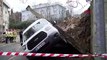 Beykoz'da istinat duvarı araçların üstüne yıkıldı