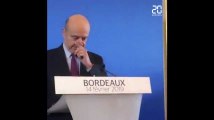 Alain Juppé prononce un discours avant de quitter la mairie de Bordeaux