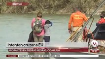 Migrantes intentan cruzar Rio Bravo