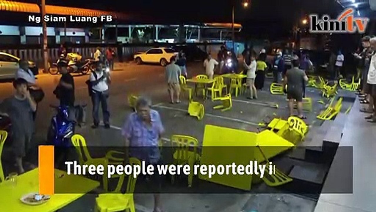 Three injured after car crashes into roadside tables in Skudai