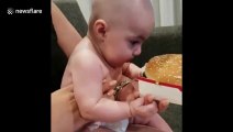 Hungry Aussie baby craves a Big Mac during midnight feed