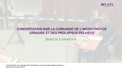 Réunion de concertation sur le traitement des prolapsus pelviens et de l’incontinence urinaire (Partie 3)