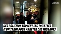 Des policiers forcent les toilettes d'un train pour arrêter des migrants