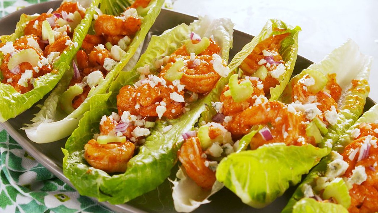 Looking For Healthy Dinner Ideas? Try These Buffalo Shrimp Lettuce Wraps!
