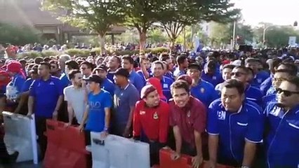 Barisan National supporters gather during the nomination day for the N.24 Semenyih by-election.  - Video by Shafwan Zaidon