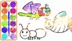 Vẽ Chuồn Chuồn Ong Kiến - Bé Học Tô Màu - Glitter Dragonfly, Bee Coloring Pages For Kids