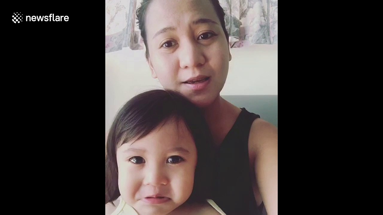 Baby girl gets emotional tears when listening t...